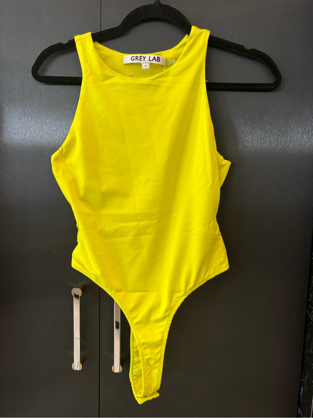GREY LAB Neon Yellow High-Cut Sleeveless Bodysuit